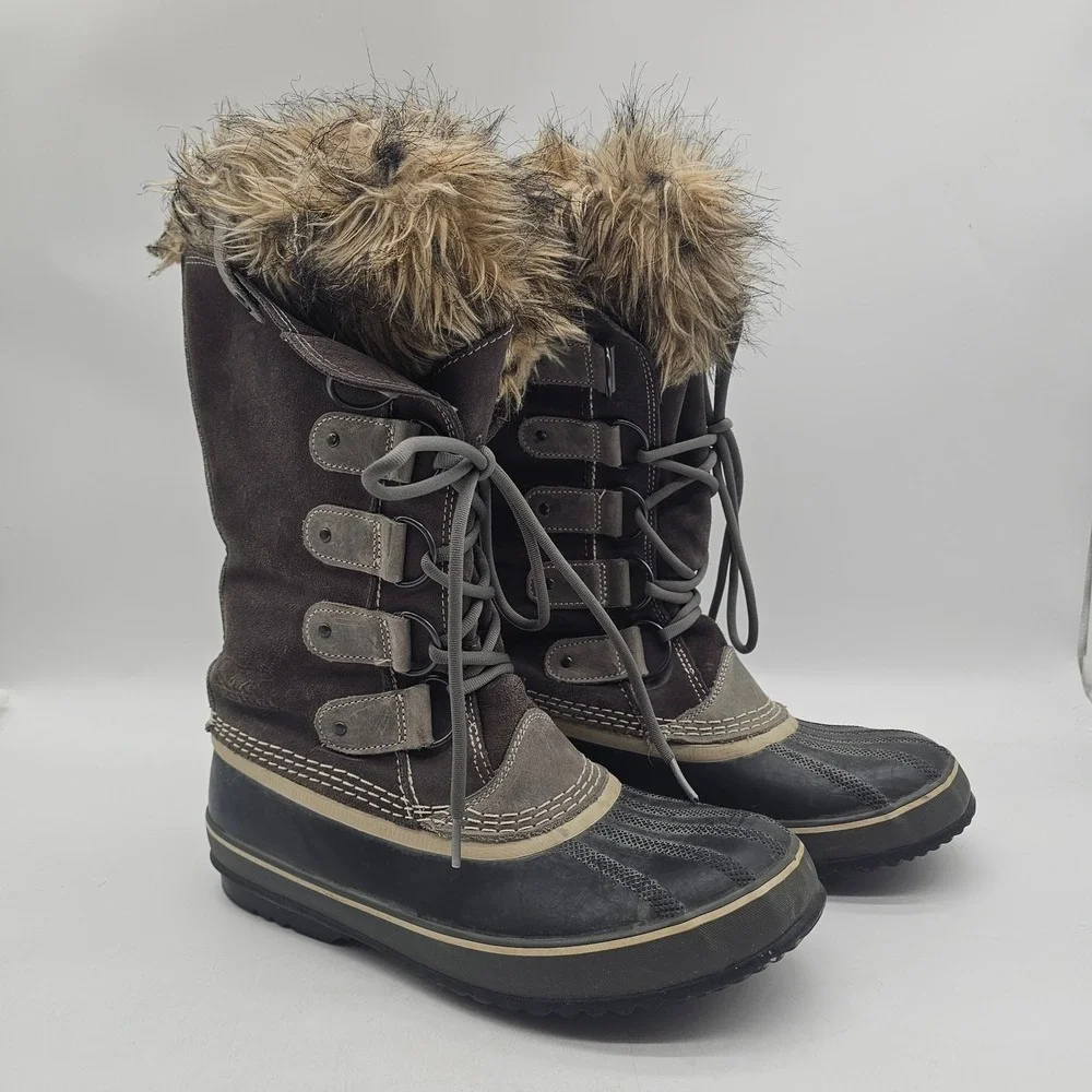 Sorel Womens Joan Of Arctic Gray Shale Suede/Rubber WP Boots Size 10..5